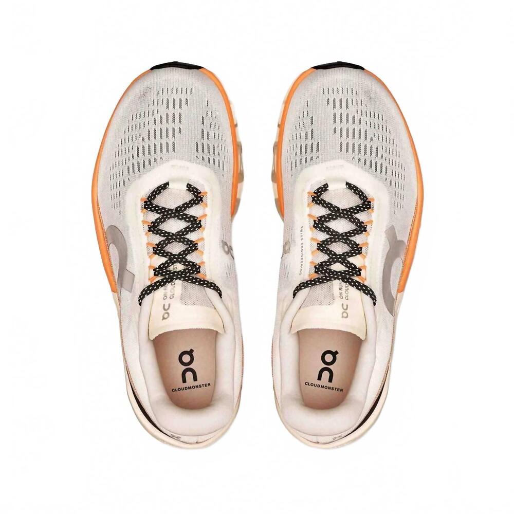 NEW ON CLOUD women's cloudmonster 2 shoes in ivory/tangerine - Picture 3 of 6